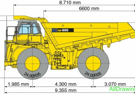 Komatsu HD 605-7 (2007) (Quarry dump truck) truck drawings (figures)